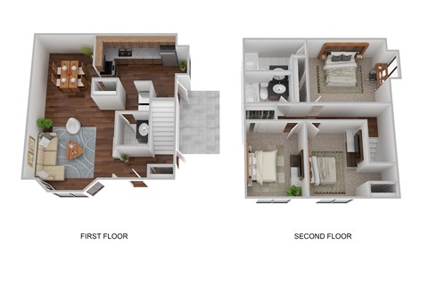 Two-story, 3 bedroom and 2 and a half bath